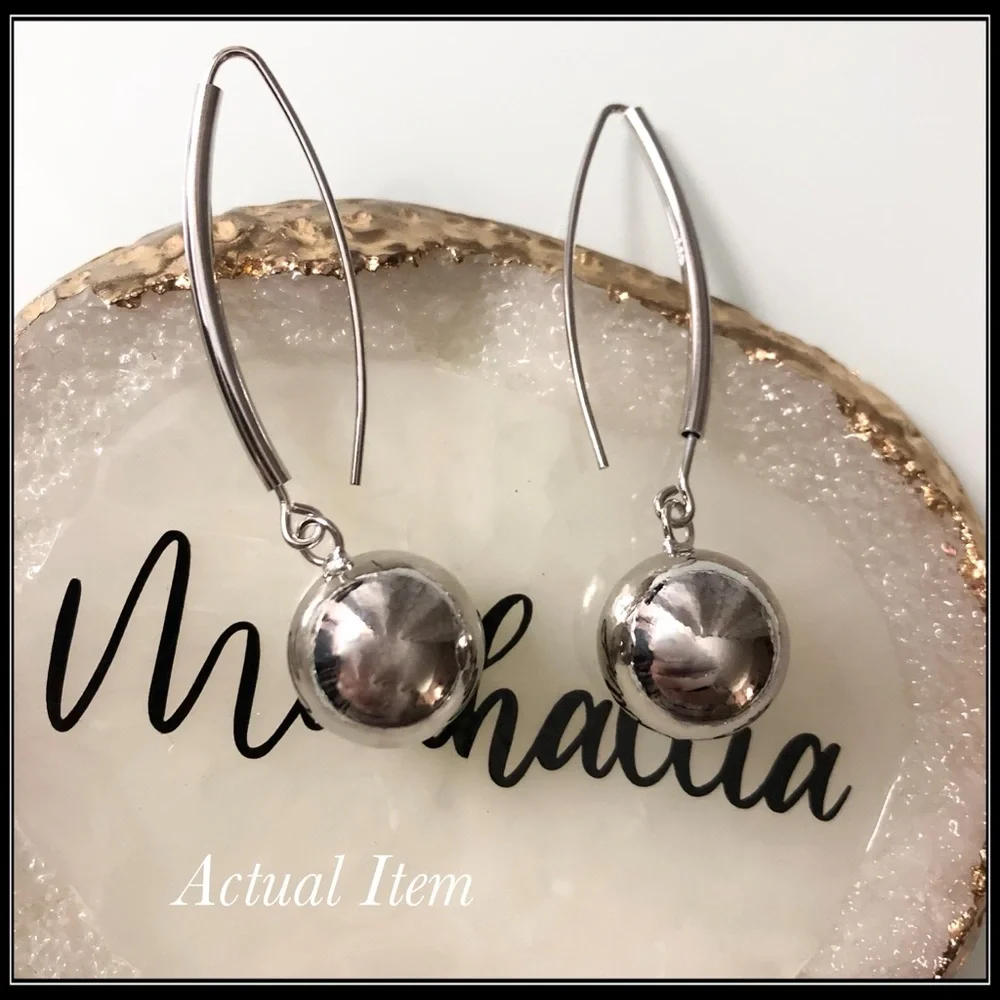 New Sterling Silver 925 Hook & Ball Drop Earrings - Picture 5 of 5